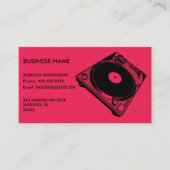 Carte De Visite Graphique de Tourne-disque rétro en noir (Devant)