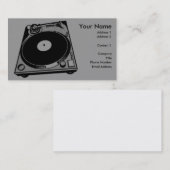 Carte De Visite Graphique de Tourne-disque rétro en noir (Devant / Derrière)