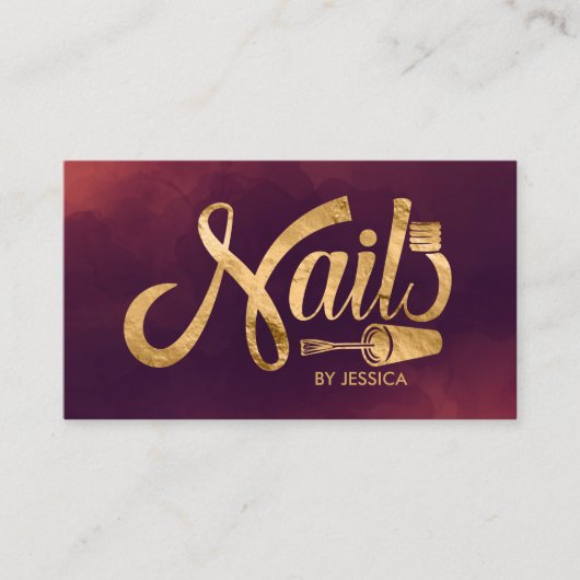 Carte De Visite Graphique du logo des ongles - Texture dorée (Devant)