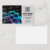 Carte De Visite Graphique du marché stock | Code QR du logo Financ (Devant / Derrière)