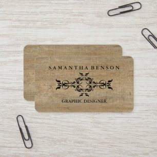 Carte de visite graphique en texture de bois rusti