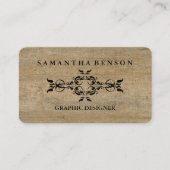 Carte de visite graphique en texture de bois rusti (Devant)