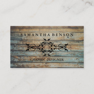 Carte de visite graphique en texture de bois rusti