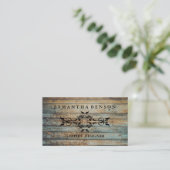 Carte de visite graphique en texture de bois rusti (Debout devant)