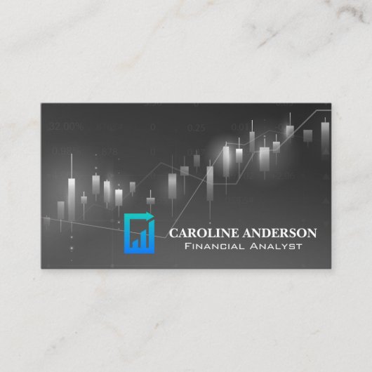 Carte De Visite Graphique financier | Graphique à chandeliers (Devant)