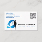 Carte De Visite Graphique financier | Homme d'affaires | Code QR (Devant)