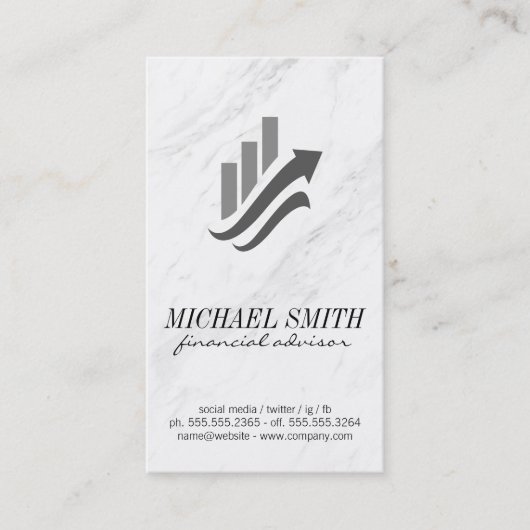 Carte De Visite Graphique financier | Marbre | Actions (Devant)