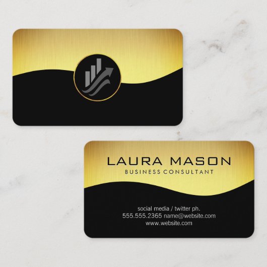 Carte De Visite Graphique financier | Or Noir (Devant / Derrière)