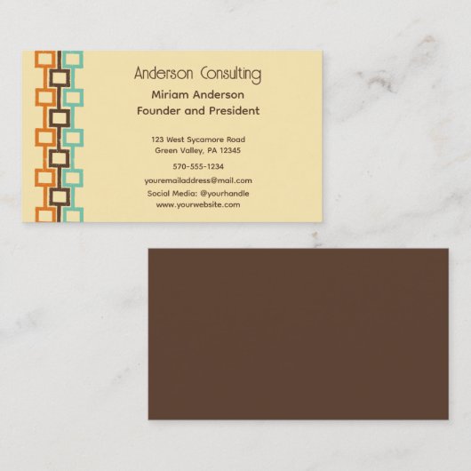 Carte De Visite Graphique géométrique rétro, objet général (Devant / Derrière)