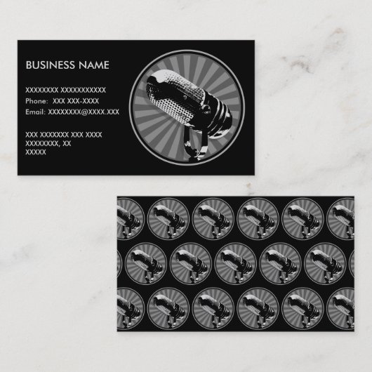 Carte De Visite Graphique Microphone rétro (Devant / Derrière)
