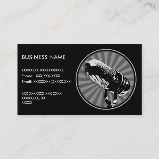 Carte De Visite Graphique Microphone rétro (Devant)