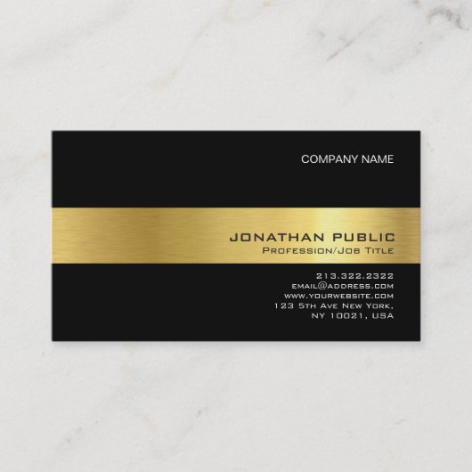 Carte De Visite Graphique professionnel moderne Black Gold élégant (Devant)