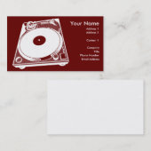 Carte De Visite Graphique Tourne-disque rétro en blanc (Devant / Derrière)