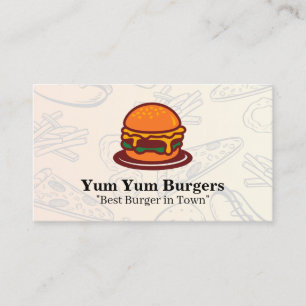 Carte De Visite Graphiques de Burger Arrière-plan de nourriture