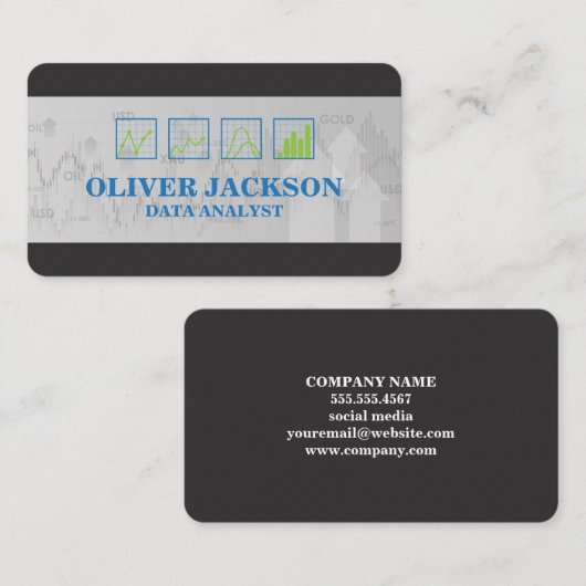 Carte De Visite Graphiques de données | Finances | Analyste (Devant / Derrière)