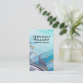 Carte De Visite Graphiques Floral Classic | Abstrait bleu (Debout devant)
