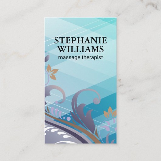 Carte De Visite Graphiques Floral Classic | Abstrait bleu (Devant)