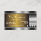 Carte De Visite Graphiques modernes de diamants dorés et d'argent (Dos)