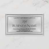 Carte De Visite Graphisme Art Designer Argent Monogramme Déco (Devant)