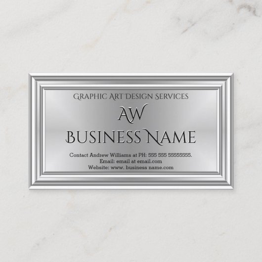 Carte De Visite Graphisme Art Designer Argent Monogramme Déco (Devant)