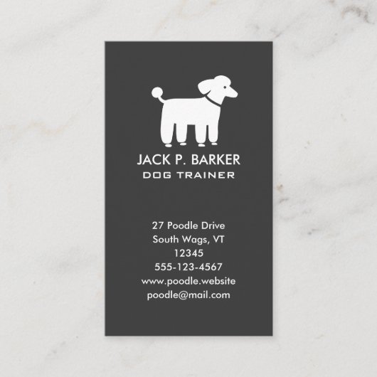 Carte De Visite Graphisme de Caniche Blanc (Devant)