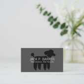 Carte De Visite Graphisme de caniche - Noir sur gris (Debout devant)