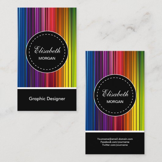 Carte De Visite Graphiste - Grilles colorées modernes (Devant / Derrière)