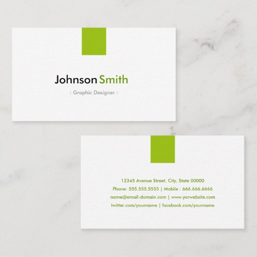 Carte De Visite Graphiste - Simple Mint Green (Devant / Derrière)