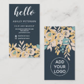 Carte De Visite Gras abstrait floral marine bleu chic chic hello s (Devant / Derrière)