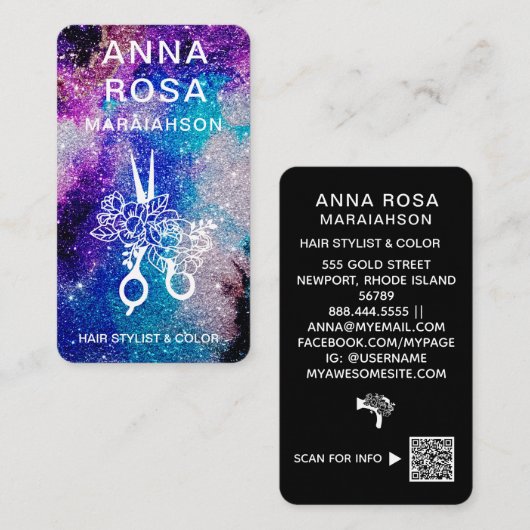 Carte De Visite *~* Gras Abstrait PARTIES SCINTILLANT cheveux QR L (Devant / Derrière)