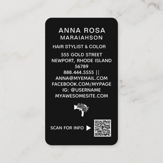 Carte De Visite *~* Gras Abstrait PARTIES SCINTILLANT cheveux QR L (Dos)