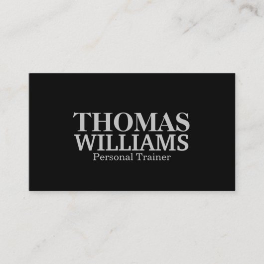 Carte De Visite Gras Black and Grey Personal Trainer (Devant)