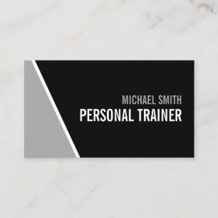Carte De Visite Gras Black and Grey Personal Trainer