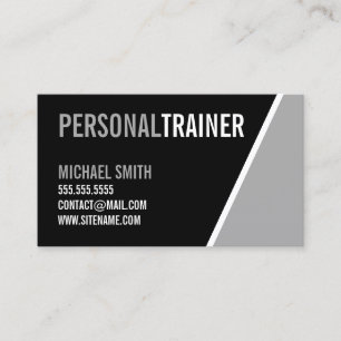 Carte De Visite Gras Black and Grey Personal Trainer