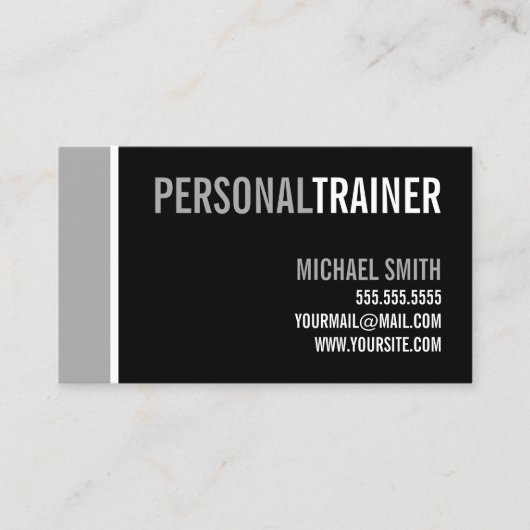 Carte De Visite Gras Black and Grey Personal Trainer (Devant)