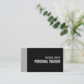 Carte De Visite Gras Black and Grey Personal Trainer (Debout devant)