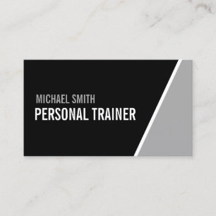 Carte De Visite Gras Black and Grey Personal Trainer