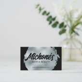 Carte De Visite Gras Black Silver Foil Moderne Luxe Glamour (Debout devant)