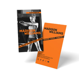 Carte De Visite Gras Bright Orange Personal Trainer Photo