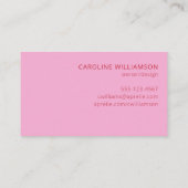 Carte De Visite Gras brillant moderne rose rouge Créatif Professio (Dos)