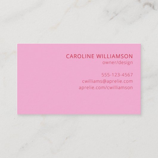 Carte De Visite Gras brillant moderne rose rouge Créatif Professio (Dos)