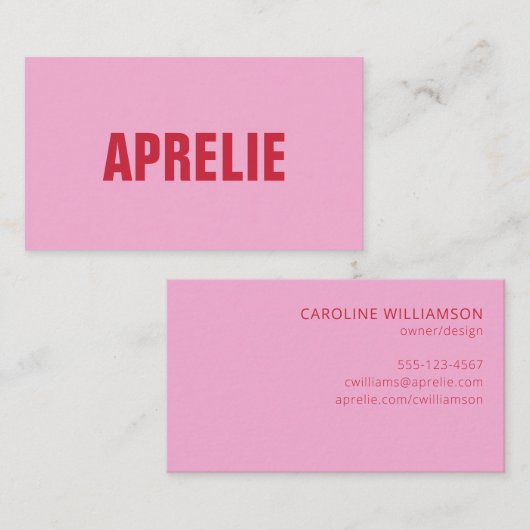Carte De Visite Gras brillant moderne rose rouge Créatif Professio (Devant / Derrière)