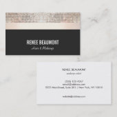 Carte De Visite Gras Chic Modern Sequin Or et noir strié (Devant / Derrière)