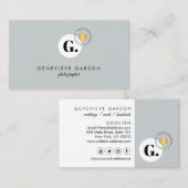 Carte De Visite Gras Creative Monogramme Logo Gris Médias sociaux (Devant / Derrière)