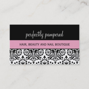 CARTE DE VISITE gras damask noir rose pâle