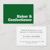 Carte De Visite Gras & Efficaces Baker & Confectioner Design (Devant / Derrière)