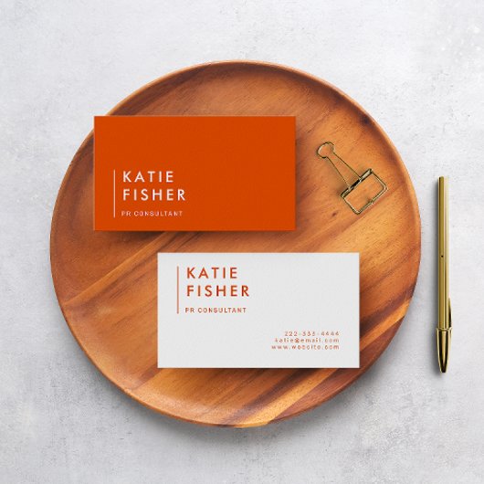 Carte De Visite Gras et brillant : Orange moderne et blanc