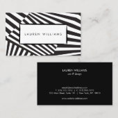 Carte De Visite Gras Graphique Abstrait Noir et blanc rayé Art (Devant / Derrière)