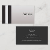 Carte De Visite Gras Gras Gris Verticaux Noir et Blanc Modernes (Devant / Derrière)