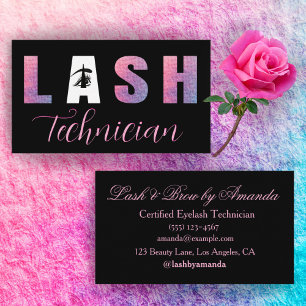Carte De Visite Gras Lilac Pink Lash Tech Design Arrière - plan no